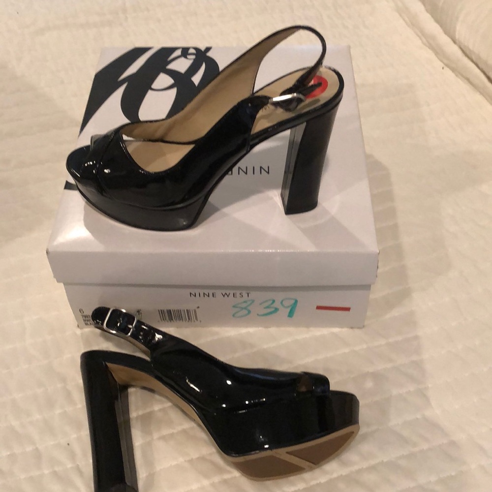 Patent black high heels